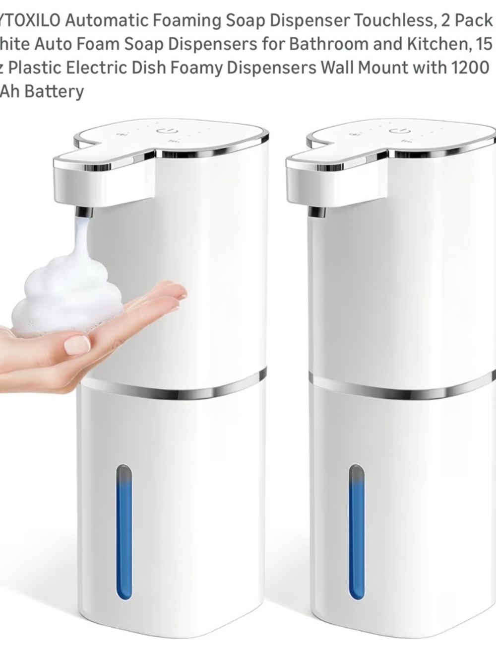 Automatic Touchless Foaming Soap Dispenser - White (2 Pack)